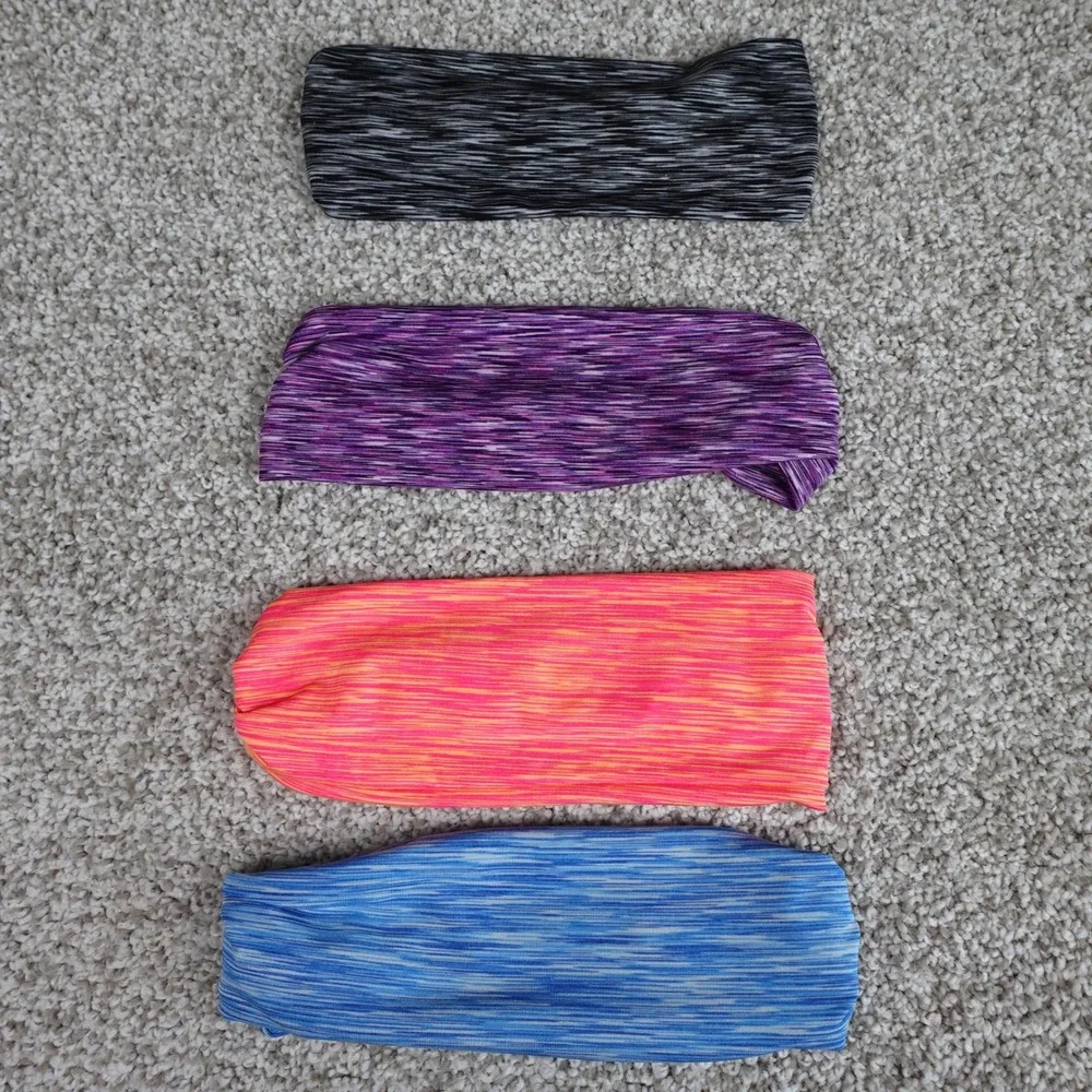 Lot of 4 Athletic Space Dye Headbands Wide Workout Hair Bands Multicolored